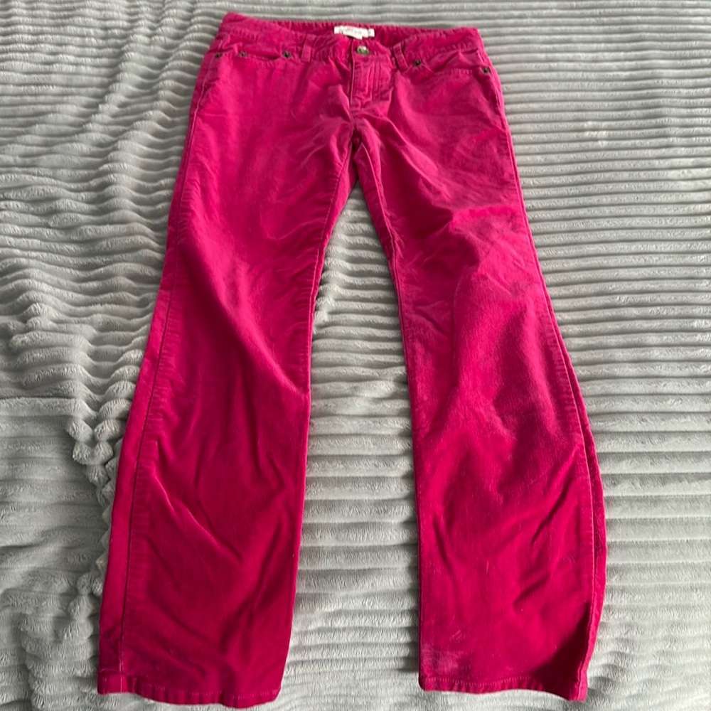 Girls Vineyard vines pink velvet stretch pants